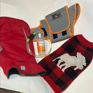 Small Dog Lot: RC Pets Rain Jacket, ThunderShirt Sport XS, Moose Sweater, Light